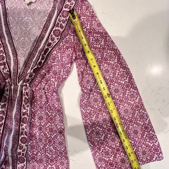 One the Land Stylish Geometric Design Open-Front Romper Long Sleeve Plum Sz Med - Picture 13 of 16